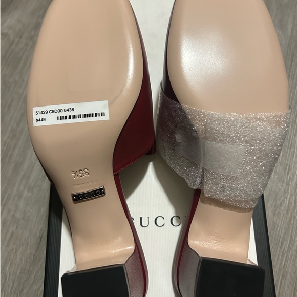 NWT Gucci red leather crystal mules - Picture 3 of 4